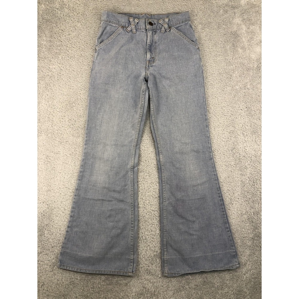 VTG Levis 747 Jeans Womens 27x28 Blue 70s USA White Tab Flared Bellbottom